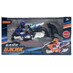 Мотоцикл "Байк ВЖИК" с запускным устройством, Bondibon "Парк Техники", BOX 29х15,3х6,5 см, цвет синий.