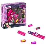 Набор детской декор. косметики Bondibon Eva Moda, BOX 22*22*5,3 см; щипцы с футлярами с колорирующей пудрой (мелом) для волос 4 оттенка (12,8г), арт. 61104.