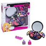 Набор детской декор. косметики Bondibon Eva Moda, BOX 30х29,5х6 см; лак для ногтей 2 оттенка (15,6г),1 разделитель для пальцев, косметичка-кругл.шкатулка, 2х-уровневая, раздвижная, с зеркальцем: тени для век 10 оттенков (5г), тени 3 оттенка (3г), блеск дл
