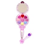 Набор детской декор. косметики Bondibon Eva Moda,  CDR 30,5*18*3 см; косметичка-зеркальце с ручкой, раздвижная: 1 аппликатор-кисточка, блеск для губ 3 оттенка (1,8г), тени для век 6 оттенков (3,6г); арт.70533I.