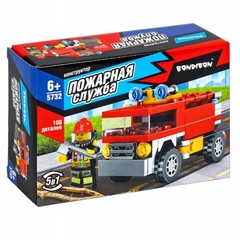 Конструктор Bondibon, Пожарная Служба, Пожарная машина,  100 дет., BOX